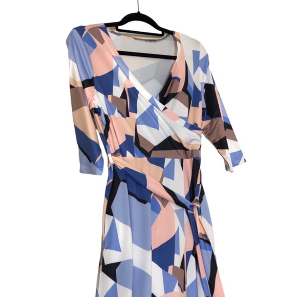 Dress For Women 3/4 Sleeve V-Neck Maxi With Belt & Pockets Size Medium - Picture 8 of 12